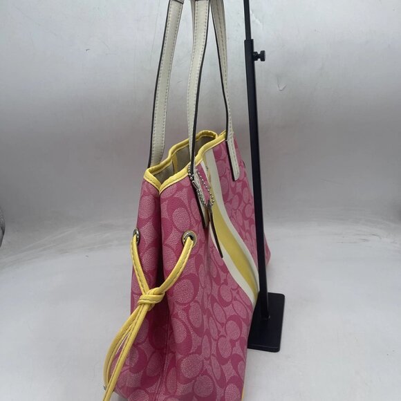 Coach Women’s Signature Carryall Bag – Yellow/Pink – Style F22908 - Picture 10 of 16